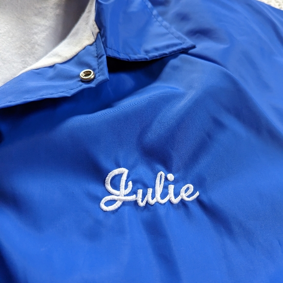 VTG Cardinal Mens Jacket XL Blue Windbreaker Snap Button Drawstring USA Made - Picture 10 of 10